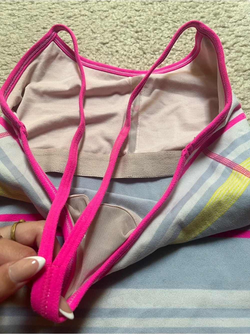 lululemon athletica Striped Racerback Tank Top in Pink, Gray, Orange, Yellow